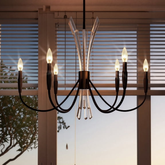 Luxury Glam Chandelier, Matte Black, UQL6051