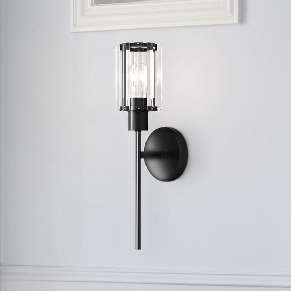 Luxury Glam Wall Sconce, Large Size: 17.00''H x 4.75''W, with Modern Style Elements, Matte Black Finish, UQL4810 from the Felton Collection by Urban Ambiance