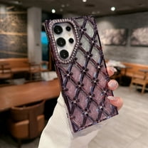 Luxury Glitter Diamond Case for Samsung Galaxy S24 Plus, Shiny Plating Slim Shockproof Anti-Scratch Soft TPU Protective Cover, Sparkly Phone Case for Women and Girls Wireless Charging, Purple