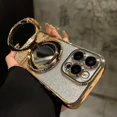 thumbnail image 1 of Luxury Glitter Mirror Stand Case for iPhone 16 15 14 13 12 Pro Max 11 X Xr XsMax 7 8 Plus Bracket Gradient Make Up Plating Cover Gold for iPhone 11 ProMax, 1 of 7