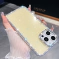 thumbnail image 1 of Luxury Glitter Phone Case For iPhone 14,Bling Diamond Rhinestone Frame&Lens Ring Design,Military-Grade Protection,Cute Glitter Bling Sparkle Diamond Shockproof Phone Case,Light Yellow, 1 of 8