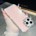 thumbnail image 1 of Luxury Glitter Phone Case For iPhone 16 Pro Max,Bling Diamond Rhinestone Frame&Lens Ring Design,Military-Grade Protection,Cute Glitter Bling Sparkle Diamond Shockproof Phone Case,Light Pink, 1 of 8