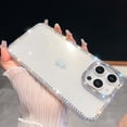 thumbnail image 1 of Luxury Glitter Phone Case For iPhone 16 Pro Max,Bling Diamond Rhinestone Frame&Lens Ring Design,Military-Grade Protection,Cute Glitter Bling Sparkle Diamond Shockproof Phone Case,Clear, 1 of 8