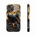 thumbnail image 1 of Luxury Gold Black Heart iPhone Case For Couples Valentine’s Day Gift, Compatible with iPhone 11/12/13/14/15/16 (Pro Max/Plus), 1 of 9