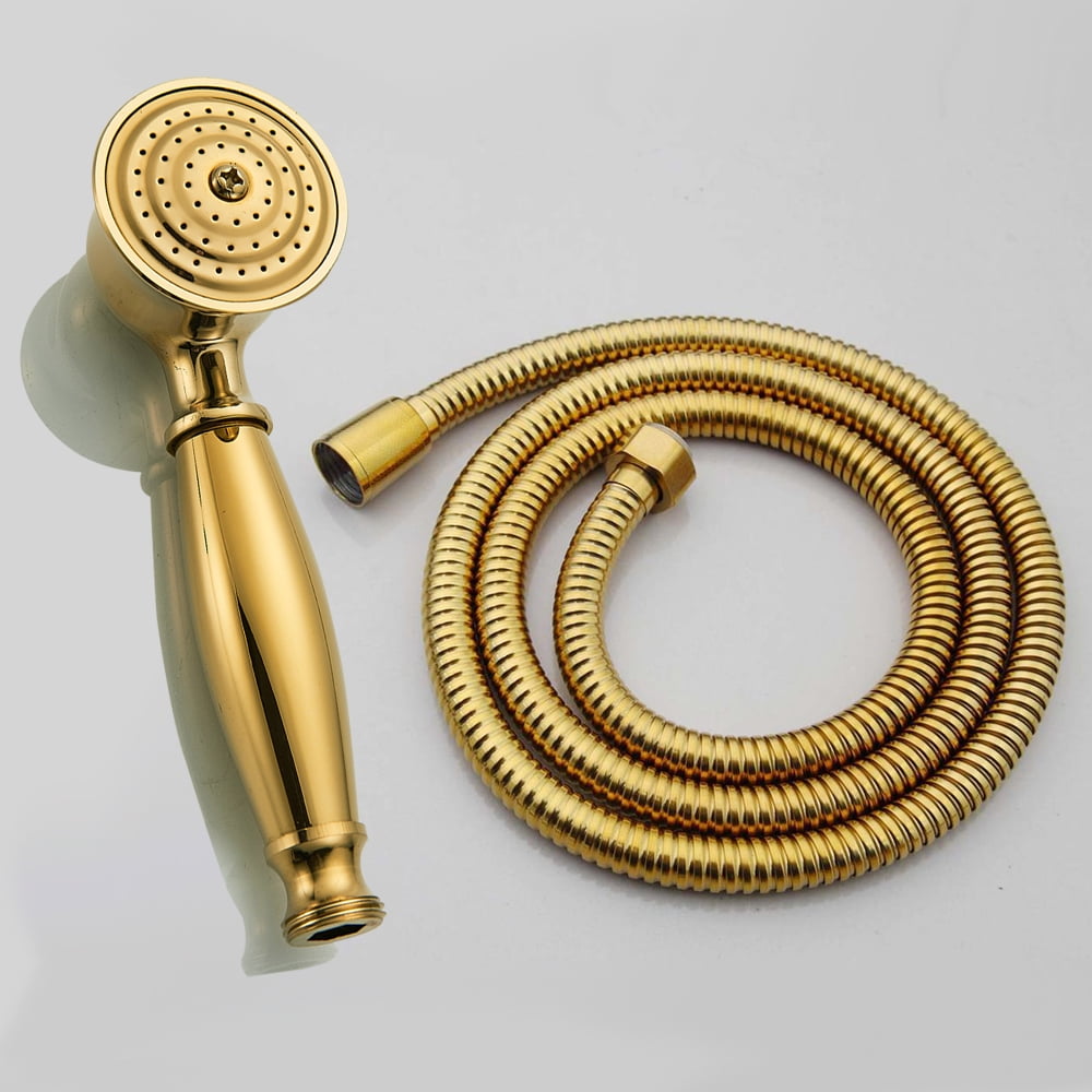 Luxury Gold Color Brass Hand Shower Head Telephone Style Bathroom Handheld Shower Spray with 1.5m Shower Hose