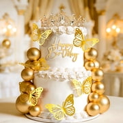Elegant Gold Crown Cake Decoration Set - Perfect for Birthdays, Weddings, and Anniversary Parties