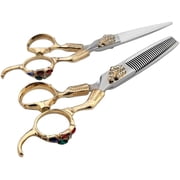 Luxury Gold Crystal Barber Shears Set | 6 Inch VG10 440C Steel Hair Cutting & Thinning Scissors for Salon Professionals