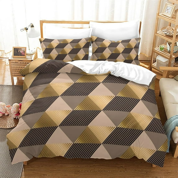 Luxury Gold Floral Duvet Cover Bohemian Leaves Microfiber Exotic Geometric King for Children Adult