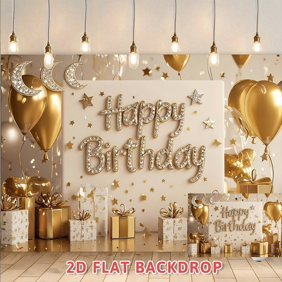 Luxury Gold Happy Birthday Backdrop,Perfect For Adult Birthday Party Decorations,Photography Background Banner For Birthday Celebration,Photo Booth Backdrop Supplies