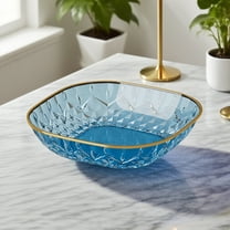 Luxury Gold-Rimmed Square Dinner Plates | Food-Grade PET Plastic Appetizer & Fruit Dishes | 15x15cm Elegant Tableware for Home & Entertaining (1-Pack)