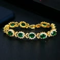 thumbnail image 1 of Luxury Gold Royal Blue Cubic Zirconia Stone Oval Leaf Bracelet Bangles for Women, 1 of 9