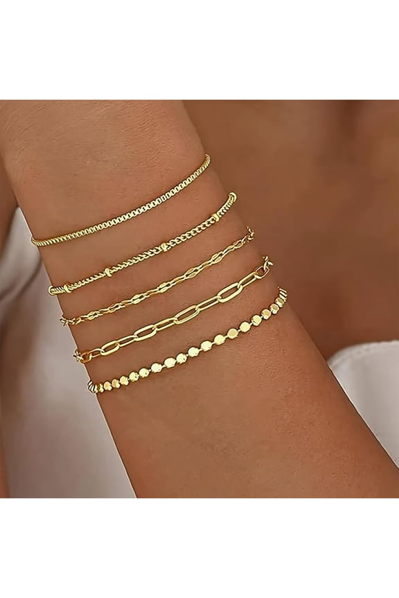 Luxury Gold Tone Adjustable Multi Strand Layered Bracelet Stackable Everyday Jewelry 1 Piece