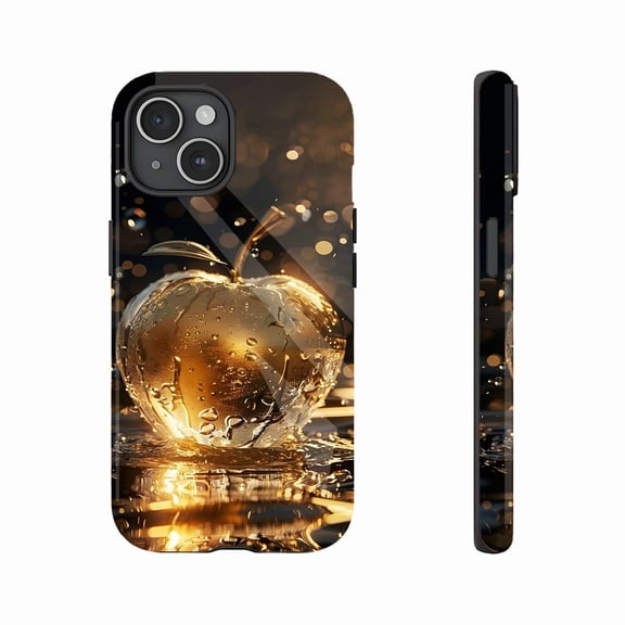 Luxury Golden Apple Phone Case for Fashion-Conscious Users & Holiday Gift - Compatible with iPhone 11/12/13/14/15/16 (Pro Max/Plus)