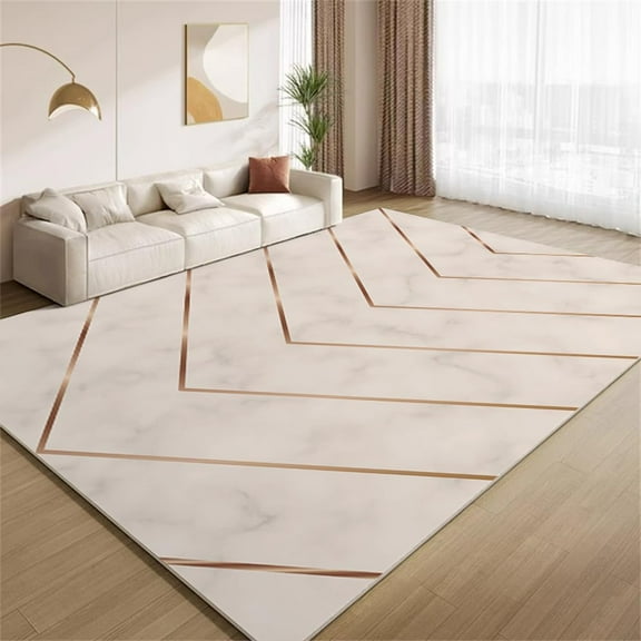 Luxury Golden Arrow Stripes Area Rugs, Gold Brown Carpet, Washable Non Slip Low Pile Soft Rug for Living Room Bedroom Office Decor Mat 3x5ft