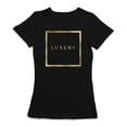 thumbnail image 1 of Luxury Golden Box Graphic Quote Women Black T-Shirt, Female Large, 1 of 4