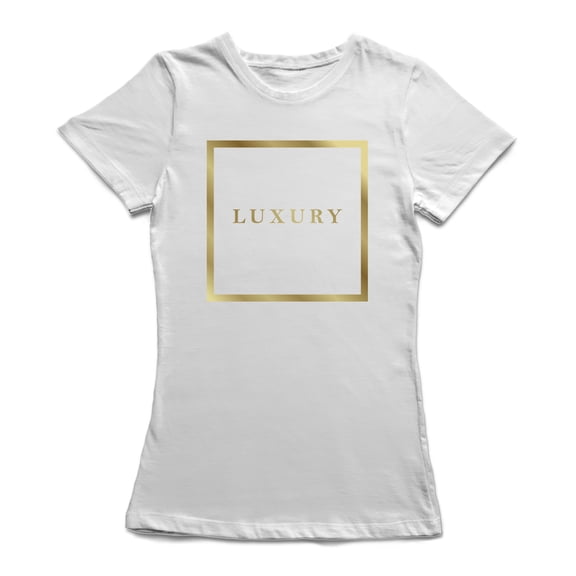 Luxury Golden Box Graphic Quote Women White T-Shirt, Female Small
