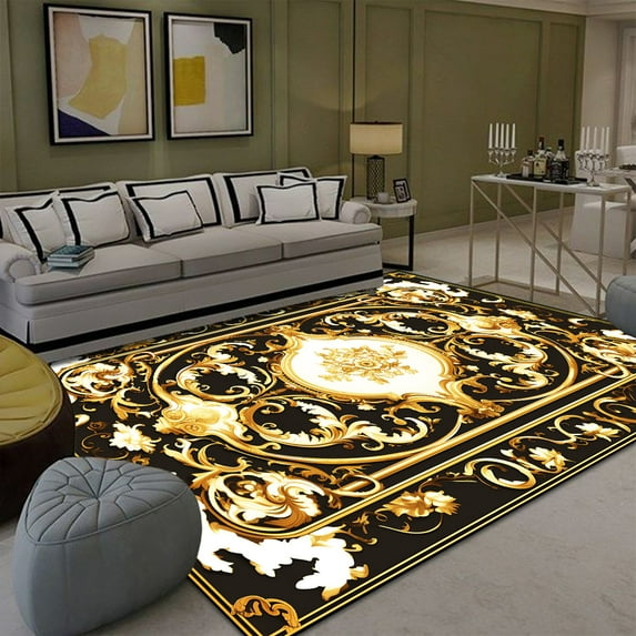 Luxury Golden Carpet for Living Room Europe and America ration Large Carpets Non-slip Bedroom Bedsid