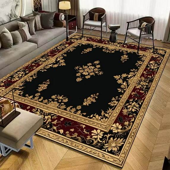 Luxury Golden Carpet for Living Room ration Home Chinese Style Large Area Rug Non-slip Sofa Coffee T
