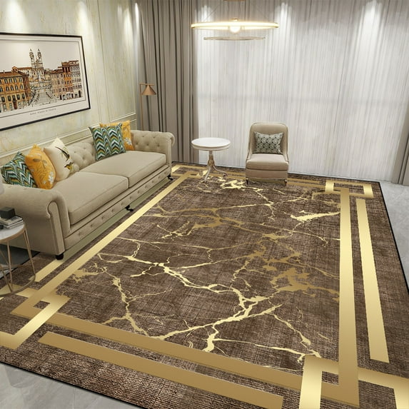 Luxury Golden Carpets for Living Room ration Large Carpet Bedroom Bedside Rug Washable Non-slip Floo