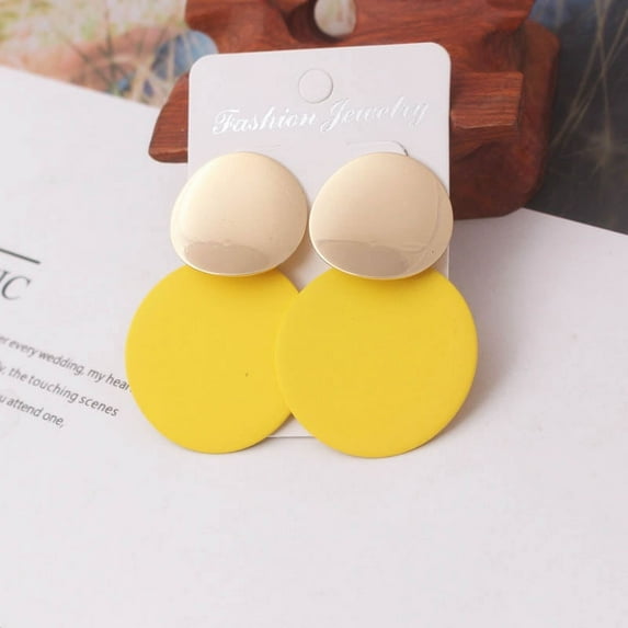 Luxury Golden Metal Drop Earrings 2024 Women Fashionable Big Trendy Round Circle Ear Dangle Party Personality Vintage Jewelry