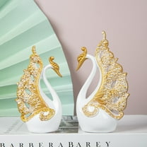 Luxury Golden Swan Statues, Set of 2, Resin Sculptures for Home Decor