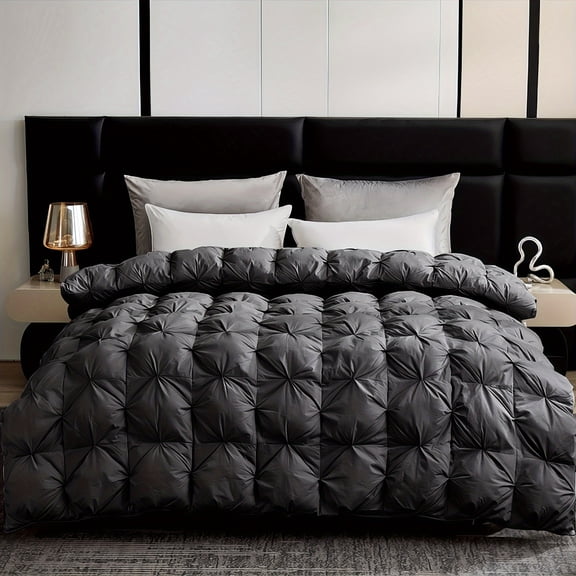 Luxury Goose Feather Down Comforter King Size | Ultra-Soft Egyptian Cotton Shell | Lightweight All-Season Medium Warmth Duvet Insert | Box Stitched with 8 Corner Tabs | Machine Washable 106"x90"