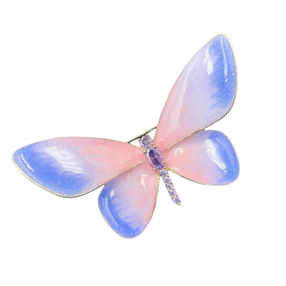 Luxury Gradient Pink Butterfly Brooch Handcrafted Copper Alloy Piece For Coats