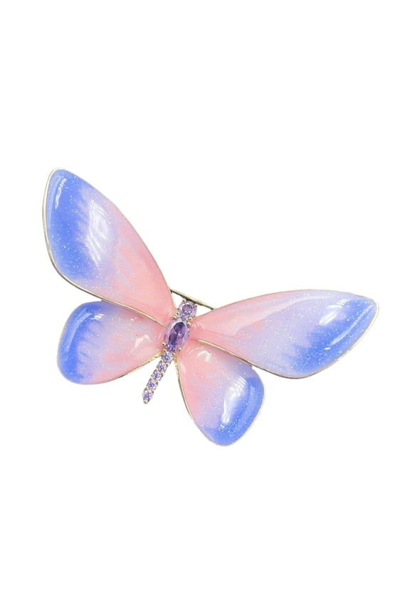 Luxury Gradient Pink Butterfly Brooch Handcrafted Copper Alloy Piece For Coats
