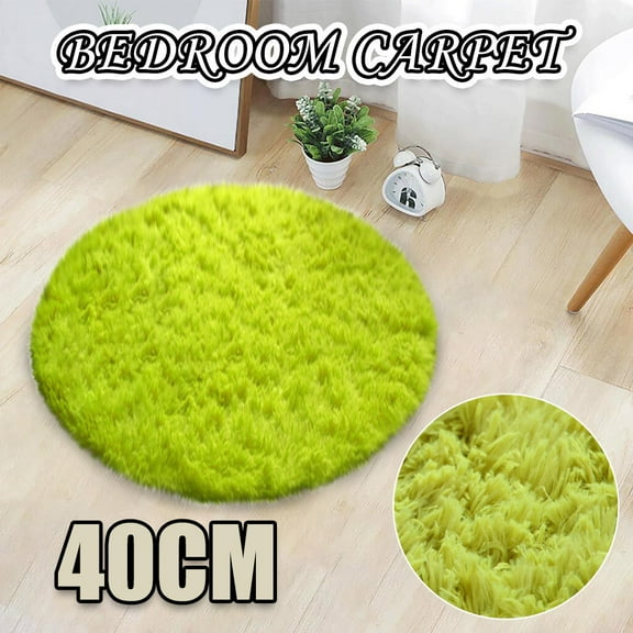 Luxury Grass Green Bath Rug, 1.3ft Shaggy Round Bathroom Rug,Non Slip Efficient Water Absorbent Machine Washable Tufted Circle Bath Mat Microfiber Soft Thick Plush Circular Rug Floor Carpet