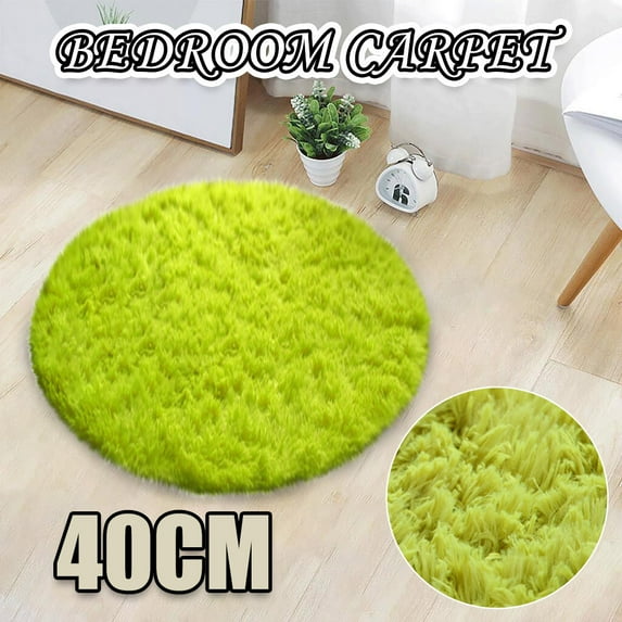 Luxury Grass Green Bath Rug, 1.3ft Shaggy Round Bathroom Rug,Non Slip Efficient Water Absorbent Machine Washable Tufted Circle Bath Mat Microfiber Soft Thick Plush Circular Rug Floor Carpet