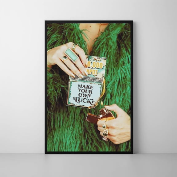 Luxury Green Aesthetic Wall Art Make Your Own Luck Motivational Room Decor Poster, Unframed Poster Size 8x12