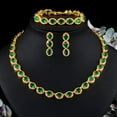 thumbnail image 1 of Luxury Green CZ Choker Necklace Earring Bracelet Dubai Gold Pageant Jewelry Sets, 1 of 9