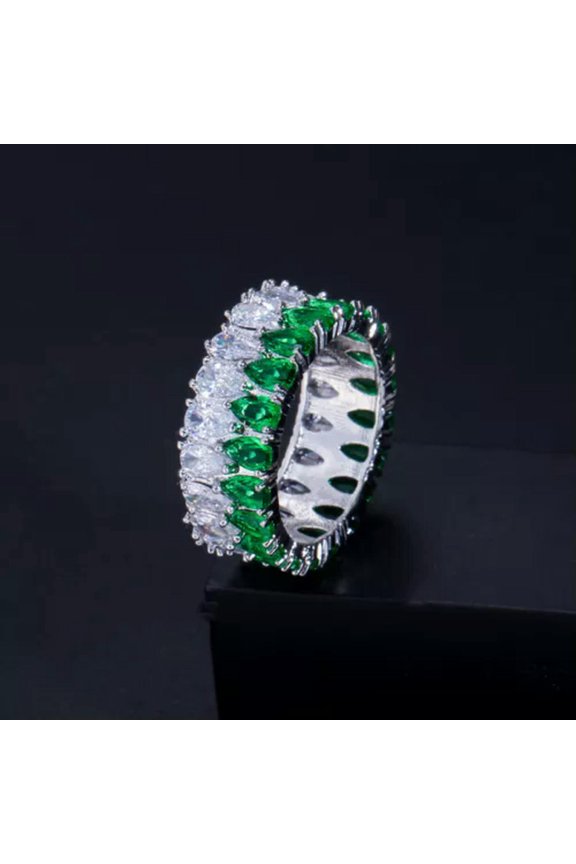 Luxury Green Cubic Zirconia Big Round Wedding Party Rings for Women