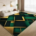 thumbnail image 1 of Luxury Green Gold Rug 3x4 Small Area Rugs Golden Geometric Texture Rugs Ultra Soft Non Slip Washable Low Pile Carpet for Gameroom Bedroom Living Room Playroom Home Decor, 1 of 7