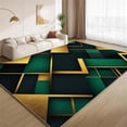 thumbnail image 1 of Luxury Green Gold Rug 4x6 Area Rugs Golden Geometric Texture Rugs Ultra Soft Non Slip Washable Low Pile Carpet for Gameroom Bedroom Living Room Playroom Home Decor, 1 of 7