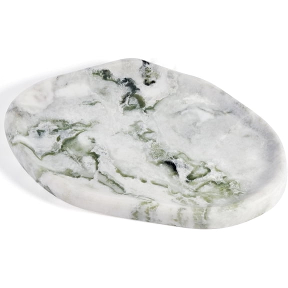 Luxury Green Marble Vanity Tray, Cloud Shape Serving Stone Key Tray for Decor, 10" x 7" Marble Storage Trays for Bathroom, Stone Plate Holder for Perfume, Candle and