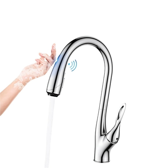 Luxury Gun Gray Brass Pull-out Kitchen Faucet Touch Switch Design Single Handle Hot And Cold Water 3-function Sink Faucet -Modern  Design