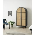 thumbnail image 1 of Luxury Handicrafts Wardrobe Armoires, 34.65 x 22.83 x 74.02, Rattan Wood Black, 1 of 5