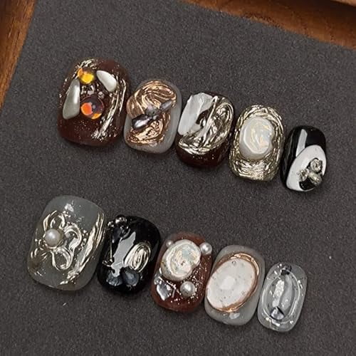 Luxury Handmade Press On Nails Short Square Oval Round 3D Handmade Painted Nail Art Reusable Acrylic False Nails Manicure Kits for Women