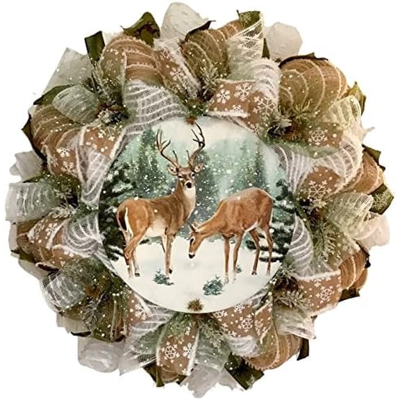 Luxury Handmade WinterWreath 'Deer with Iced Greenery'- Premium Custom Door Decor- 24 inch & 28 inch$$Home Decor, Kitchen, & Other
