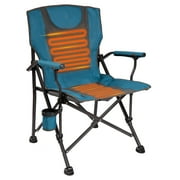 Luxury Heated Portable Camp Chair - Blue/Grey - Great for Camping, Sports and the Beach