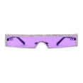 thumbnail image 1 of Luxury Heavy Rhinestone Rim Trim Thin Shield Rimless Cyclops Sunglasses Purple, 1 of 5