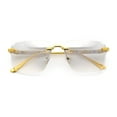 thumbnail image 1 of Luxury Hip Hop Rapper Rimless Bevel Lens Rectangular Hustler Sunglasses Gold - Clear Mirror, 1 of 8