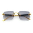 thumbnail image 1 of Luxury Hip Hop Rapper Rimless Bevel Lens Rectangular Hustler Sunglasses Gold - Smoke, 1 of 1