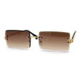 thumbnail image 1 of Luxury Hippie Style Rimless Bevel Rectangle Lens Sunglasses Gold Brown, 1 of 4