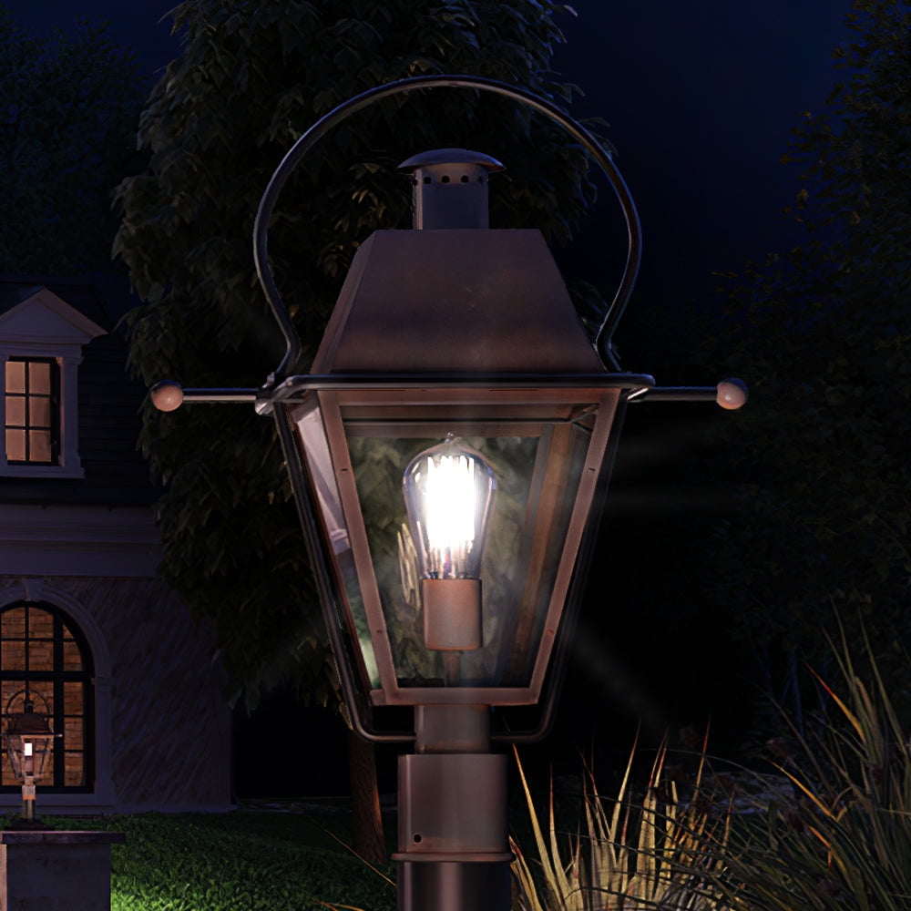 Luxury Historic Outdoor Post Light, 22.75''H x 17.75''W, with Tudor Style  Elements, French Country Design, Bygone Bronze Finish and Clear Tempered  Glass Panels, UQL1375 - Walmart.com, image size:1000x1000