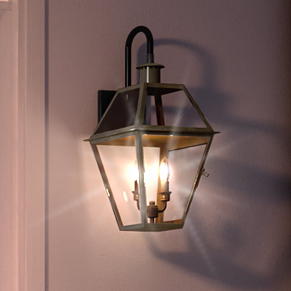 Luxury Historic Outdoor Wall Sconce, 22.50''H x 10.50''W, with Tudor Style Elements, French Country Design, Bygone Bronze Finish and Clear Tempered Glass Panels, UQL1377