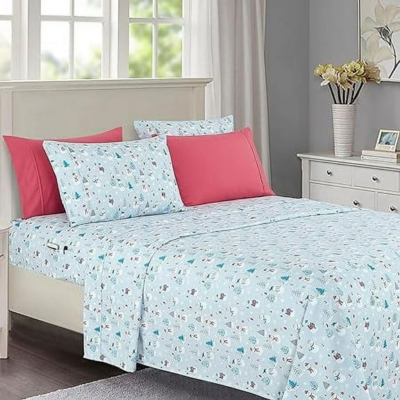 Luxury Holiday Pattern- Wrinkle and Fade Resistant (6-Piece) Bedding Set, King, Silver Snowman