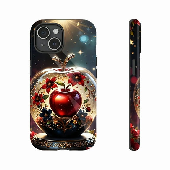 Luxury Holiday Women's Apple iPhone Case with Glittering Red Floral Glass Design – Festive Sparkle & Durable Protection, Compatible with iPhone 11/12/13/14/15/16 (Pro Max/Plus)
