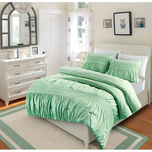 Luxury Home, 2Piece Comforter Set,Green,Twin